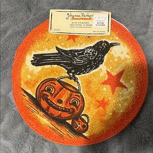 Johanna Parker Halloween Round Placemat - Orange Pumpkin & Crow